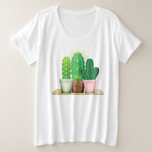 Aquarell-Kaktuspflanzen / Garten-T-Shirt Große Größe T-Shirt
