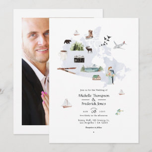 Aquarell Kanada Destination Hochzeit Einladung