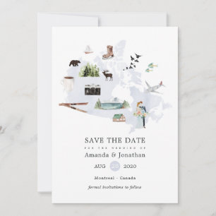 Aquarell Kanada Destination Hochzeit Save The Date