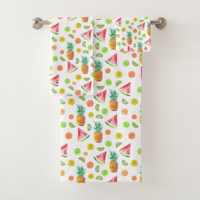 Aquarell-kandierte Frucht-Muster Badhandtuch Set (Insitu)
