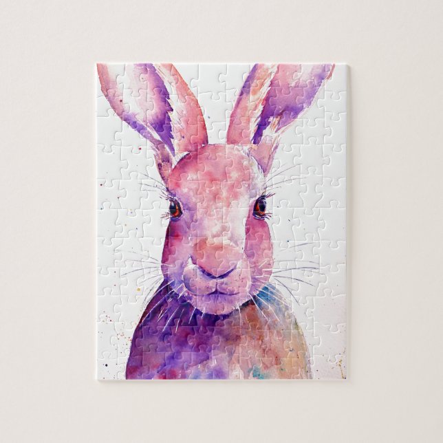 Aquarell-Kaninchen-Hase-Porträt (Vertikal)