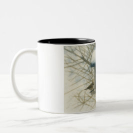 Aquarell Kardinal an einem Wintervogelfutterhaus Zweifarbige Tasse