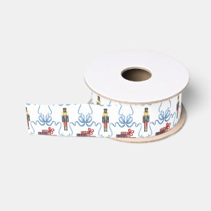 Aquarell-Karo-Nussknacker-Bär-Monogrammwappen Ripsband