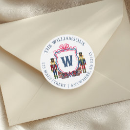 Aquarell-Karo-Nussknacker-Bär-Monogrammwappen Runder Aufkleber