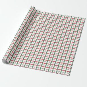Aquarell-Karo-Rot-Grün-Weihnachten Geschenkpapier