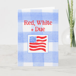 Aquarell-Karo-US-Flagge Rot Weiß Wegen Neues Baby Karte