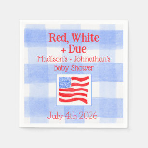 Aquarell-Karo-US-Flagge Rot Weiß Zwillinge Baby Sh Serviette