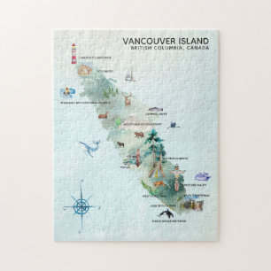 Aquarell-Karte von Vancouver Island Kunst