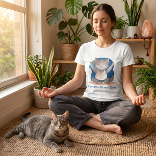 Aquarell-Katz-Yoga-Liebhaber-Lehrerin-Mutter-Fraue T-Shirt