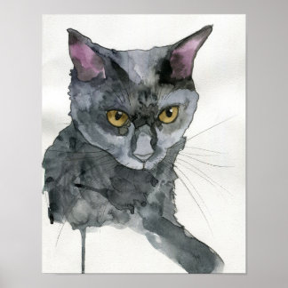 Aquarell-Katze Poster