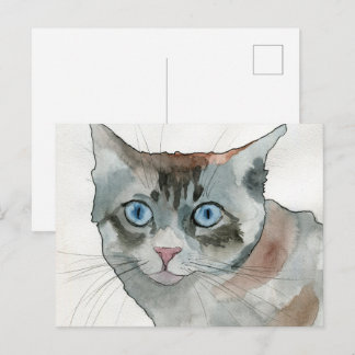 Aquarell-Katze Postkarte