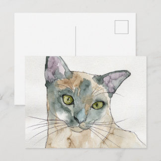 Aquarell-Katze Postkarte