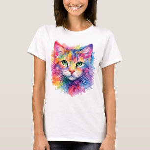 Aquarell Katze T-Shirt - Bunt