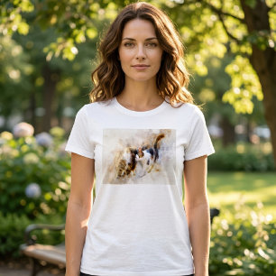 Aquarell-Katzen kuscheln in weicher abstrakter Kun T-Shirt