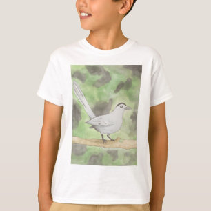 Aquarell-Katzenvogel-Singvogel-Vogel-Kunst T-Shirt