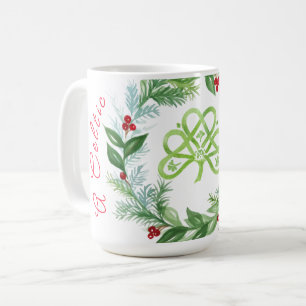 Aquarell-Keltischer-Weihnachts-Kranz Kaffeetasse