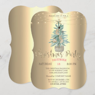Aquarell-Kiefer, Goldene Weihnachtsfirmenparty Einladung