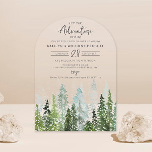 Aquarell-Kiefer-Wald-Baby-Party Acryleinladungen