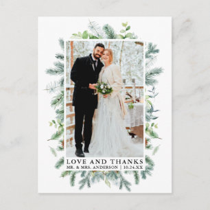 Aquarell-Kieferngrünliebe-und-Dank-Hochzeit Postkarte
