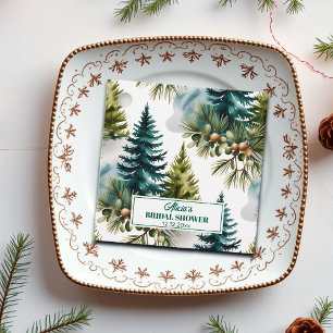 Aquarell-Kiefernmuster Winter-Bridal-Shower Geschenkanhänger