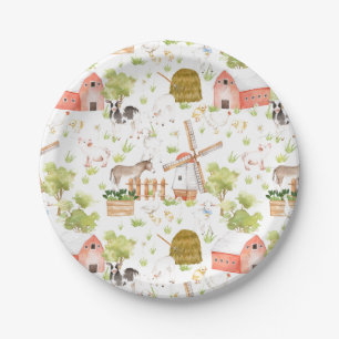 Aquarell Kinderzimmer Landtiere Pappteller