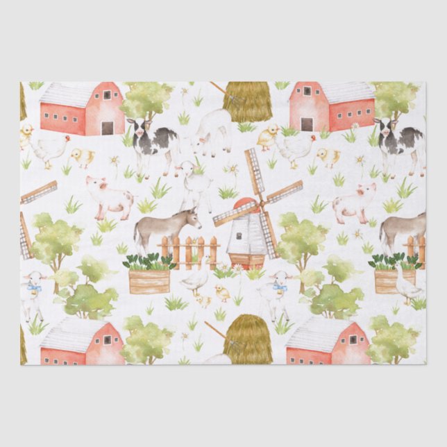 Aquarell Kinderzimmer Landtiere Seidenpapier (Vorderseite)