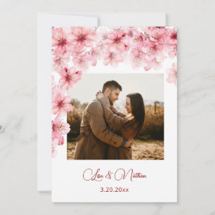 Aquarell-Kirschblüten-Foto-Hochzeit Save The Date