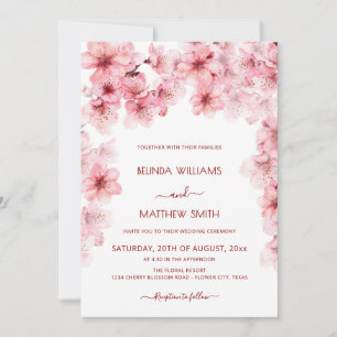 Aquarell-Kirschblüten-Hochzeit Einladung