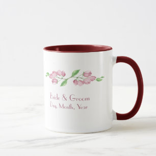 Aquarell-Kirschblüten-Hochzeit Save-the-Date Tasse
