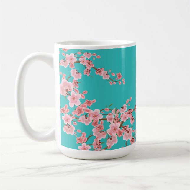 Aquarell-Kirschblüten-Kaffeetasse Kaffeetasse (Links)