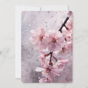 Aquarell-Kirschblüten-Rosa-Floral-Hochzeits-Einlad Einladung