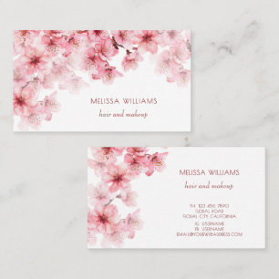 Aquarell Kirschblüten Rosa Floral Visitenkarte