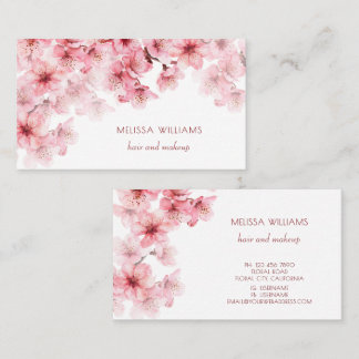 Aquarell-Kirschblüten Rosa Floral Visitenkarte