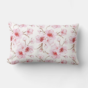 Aquarell-Kirschblüten Rosa Weiß Lendenkissen