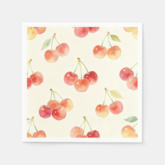 Aquarell-Kirschen Süßer Sommer Serviette