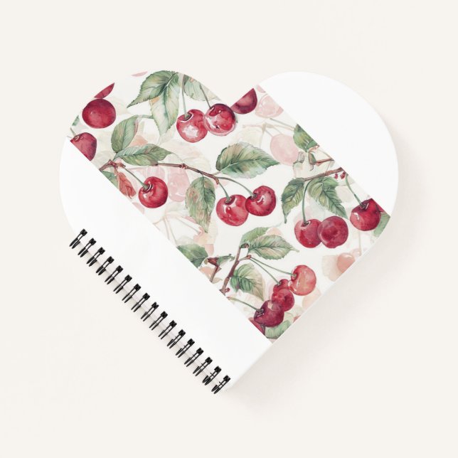Aquarell-Kirschmuster – Botanische Fruchtkunst Notizbuch (Vorderseite)