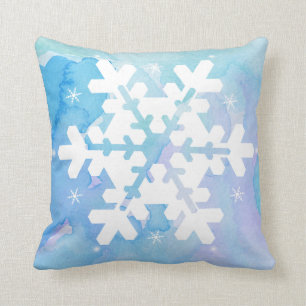 Aquarell-Kissen: Gefrorene Schneeflocke Kissen