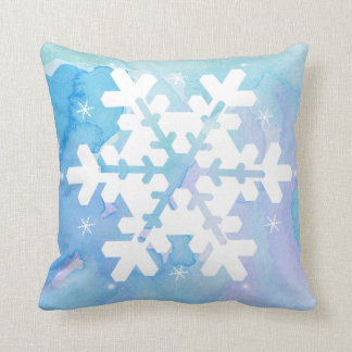 Aquarell-Kissen: Gefrorene Schneeflocke Kissen