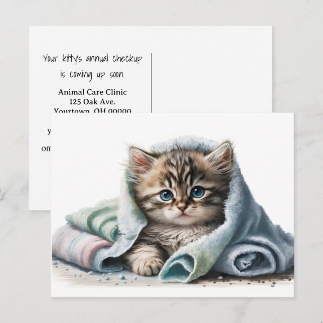 Aquarell Kitten Veterinärklinik Postkarte (Vorne/Hinten)
