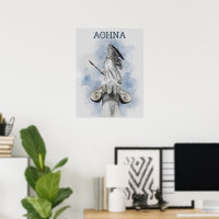 Aquarell Klassische griechische Statue Athena Post