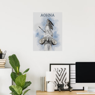 Aquarell Klassische griechische Statue Athena Post Poster