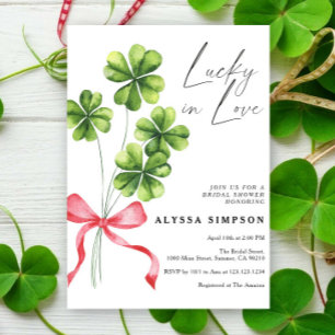 Aquarell-Kleeband-Schleife Lucky in Love Brautpart Einladung