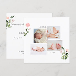 Aquarell kleine Blumen Geburtsanzeige Einladung