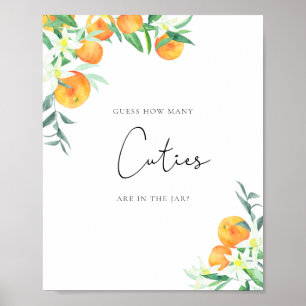 Aquarell kleine Orangen, rate wie viele Süße Poster