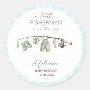    Aquarell Kleiner Fischer  Babyparty Runder Aufkleber