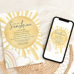 Aquarell Kleiner Sonnenschein Baby Shower Einladung