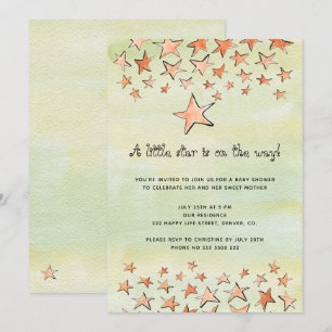 Aquarell kleiner Stern auf dem Weg Baby Shower Einladung