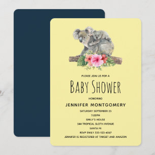 Aquarell-Koala-Bären Süße Mom & Baby-Party Einladung