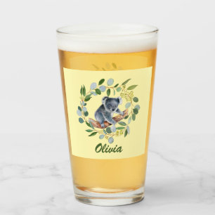 Aquarell-Koala und Eukalyptus-Kranz  Glas