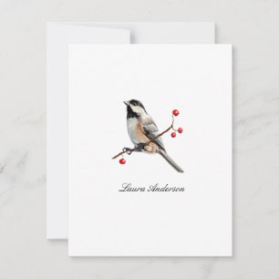 Aquarell-Kohlmeise-Vogel-flache-Dankeskarte Dankeskarte